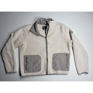 Vuori Women’s Sherpa Fleece Jacket Cream Taupe Full Zip Cozy Size Small